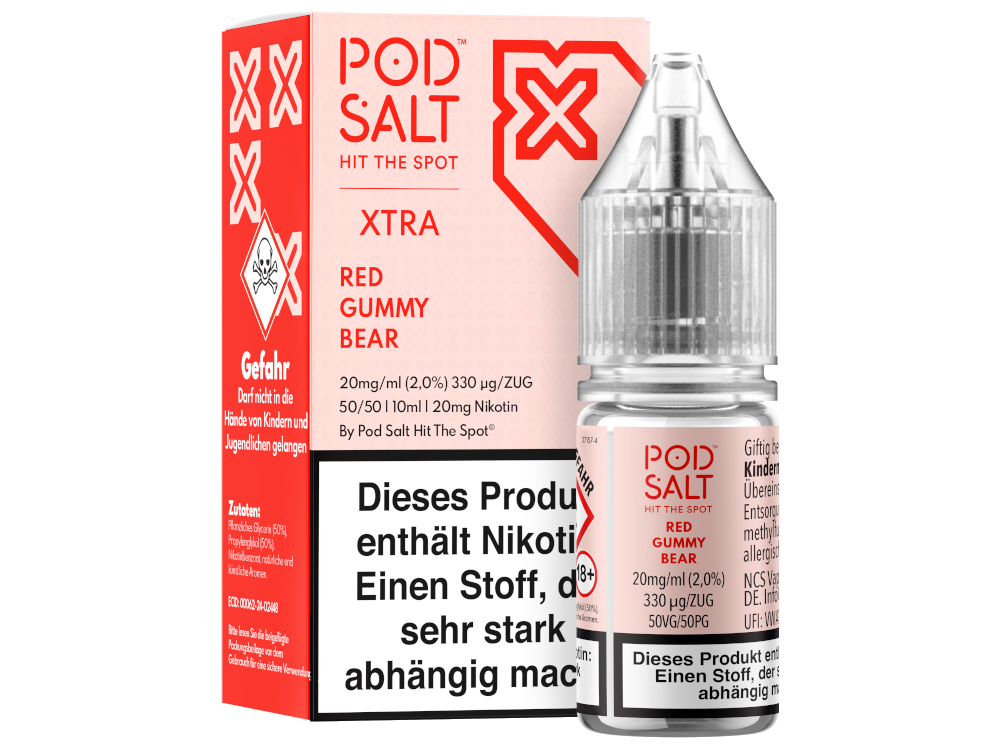 Pod Salt X - Red Gummy Bear - 10ml Fertigliquid (Nikotinsalz)