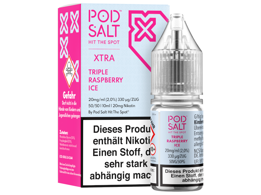 Pod Salt X - Triple Raspberry Ice - 10ml Fertigliquid (Nikotinsalz)