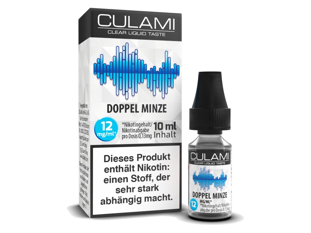 Culami - Doppel Minze - 10ml Fertigliquid (Nikotinfrei/Nikotin) - Doppel Minze 1er Packung 12 mg/ml- Vapes4you