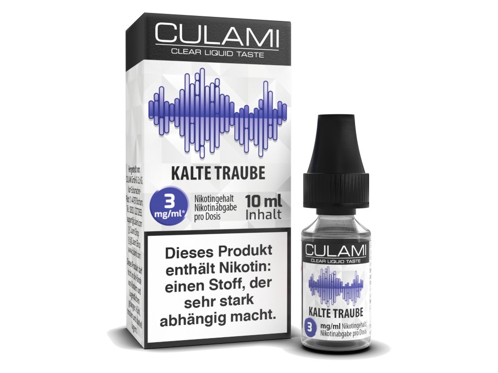 Culami - Kalte Traube - 10ml Fertigliquid (Nikotinfrei/Nikotin) - Kalte Traube 1er Packung 3 mg/ml- Vapes4you