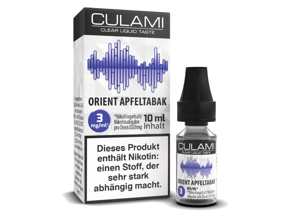 Culami - Orient Apfeltabak - 10ml Fertigliquid (Nikotinfrei/Nikotin) - Orient Apfeltabak 1er Packung 3 mg/ml- Vapes4you