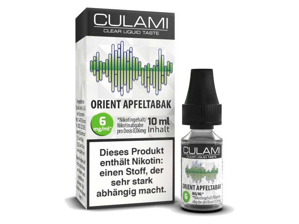 Culami - Orient Apfeltabak - 10ml Fertigliquid (Nikotinfrei/Nikotin) - Orient Apfeltabak 1er Packung 6 mg/ml- Vapes4you
