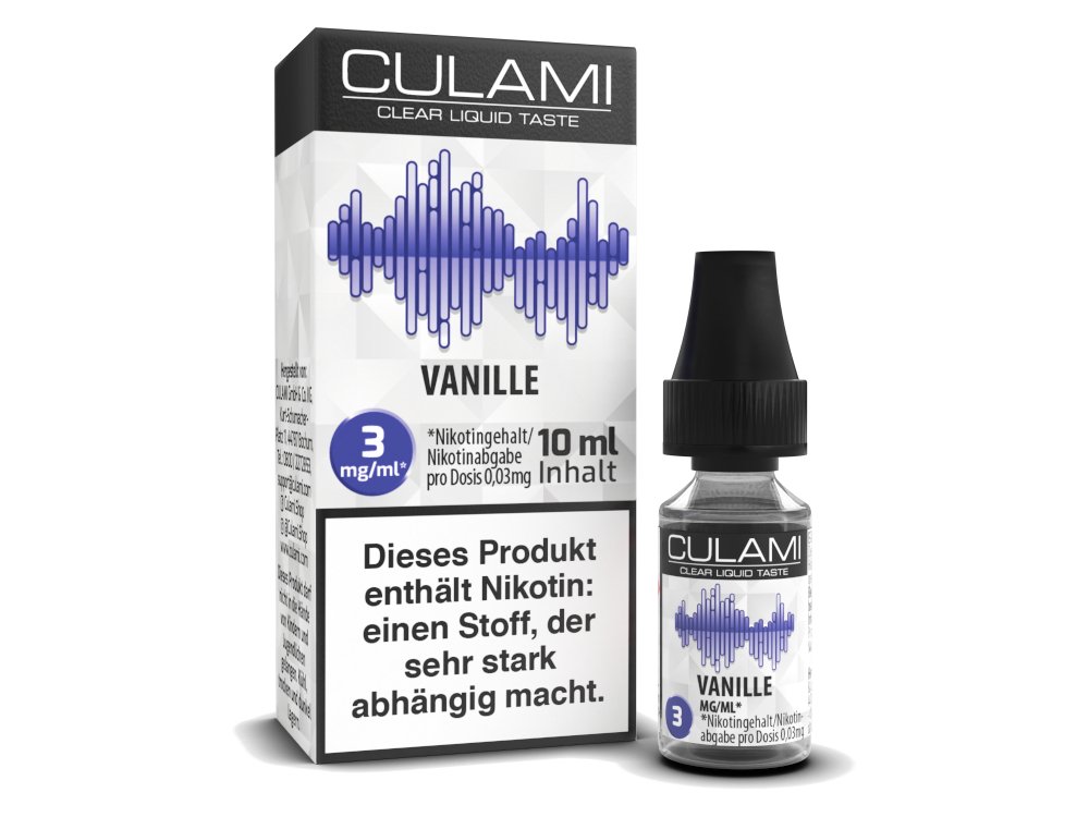 Culami - Vanille - 10ml Fertigliquid (Nikotinfrei/Nikotin) - Vanille 1er Packung 3 mg/ml- Vapes4you