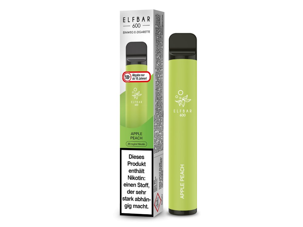 Elf Bar - 600 - Einweg E - Zigarette (Nikotin) - Apple Peach 1er Packung 20 mg/ml - Vapes4you