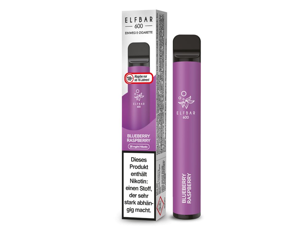 Elf Bar - 600 - Einweg E - Zigarette (Nikotin) - Blueberry Raspberry 1er Packung 20 mg/ml - Vapes4you