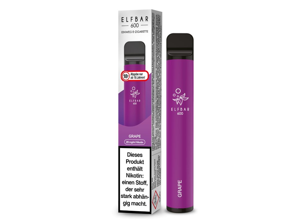 Elf Bar - 600 - Einweg E - Zigarette (Nikotin) - Grape 1er Packung 20 mg/ml - Vapes4you