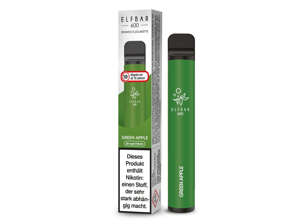 Elf Bar - 600 - Einweg E - Zigarette (Nikotin) - Green Apple 1er Packung 20 mg/ml - Vapes4you