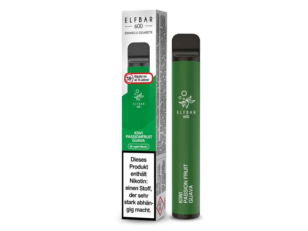 Elf Bar - 600 - Einweg E - Zigarette (Nikotin) - Kiwi Passion Fruit Guava 1er Packung 20 mg/ml - Vapes4you