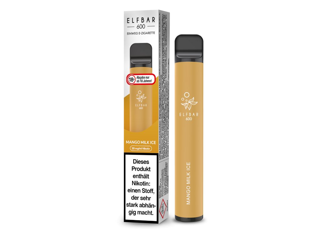 Elf Bar - 600 - Einweg E - Zigarette (Nikotin) - Peach Ice 1er Packung 20 mg/ml - Vapes4you