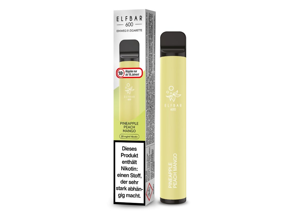 Elf Bar - 600 - Einweg E - Zigarette (Nikotin) - Pineapple Peach Mango 1er Packung 20 mg/ml - Vapes4you