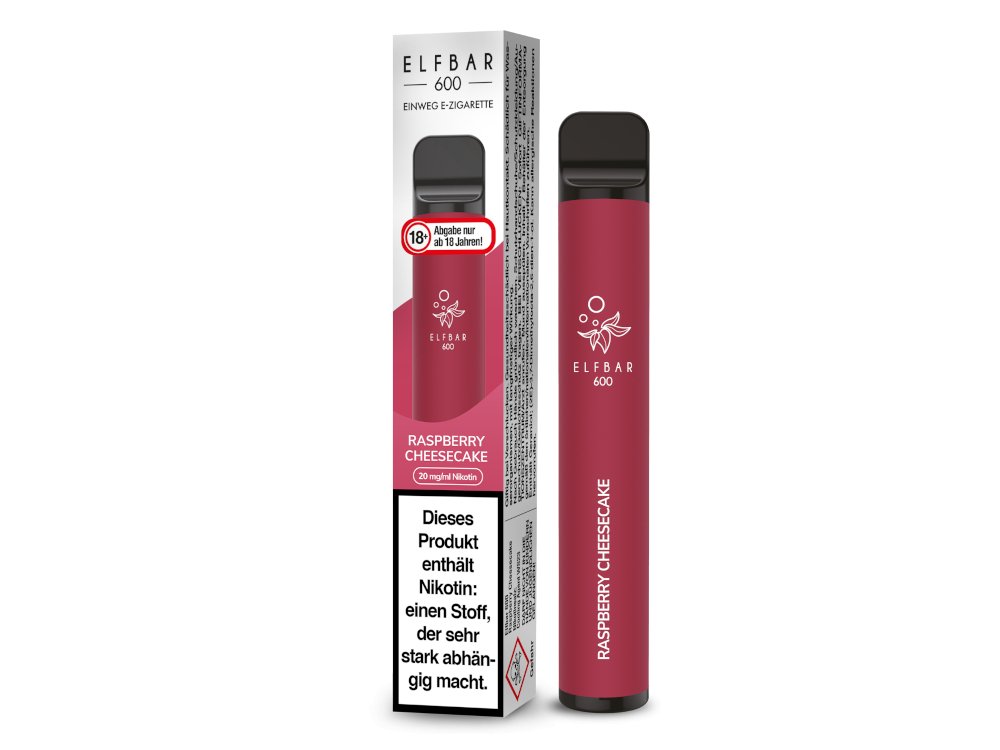 Elf Bar - 600 - Einweg E - Zigarette (Nikotin) - Raspberry Cheesecake 1er Packung 20 mg/ml - Vapes4you