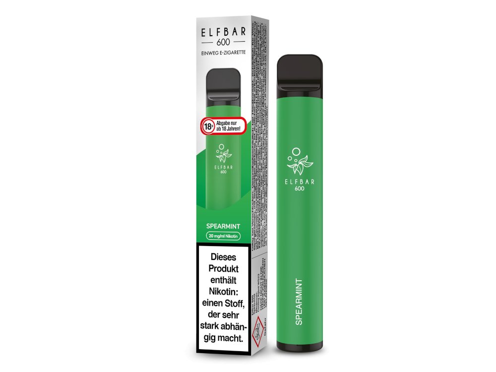 Elf Bar - 600 - Einweg E - Zigarette (Nikotin) - Spearmint 1er Packung 20 mg/ml - Vapes4you