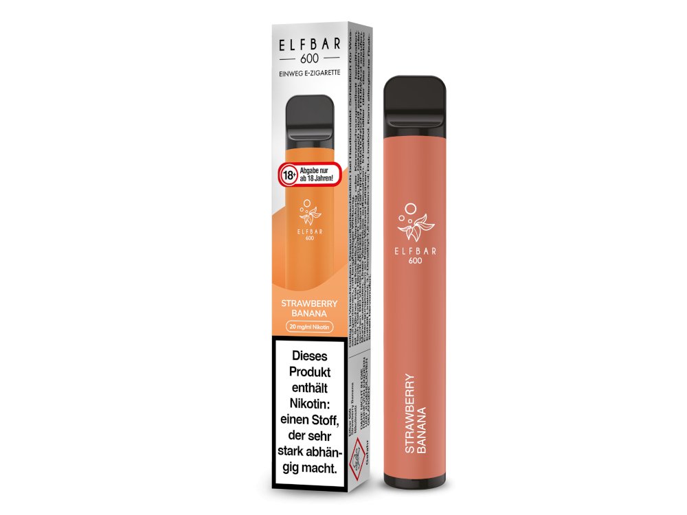 Elf Bar - 600 - Einweg E - Zigarette (Nikotin) - Strawberry Banana 1er Packung 20 mg/ml - Vapes4you