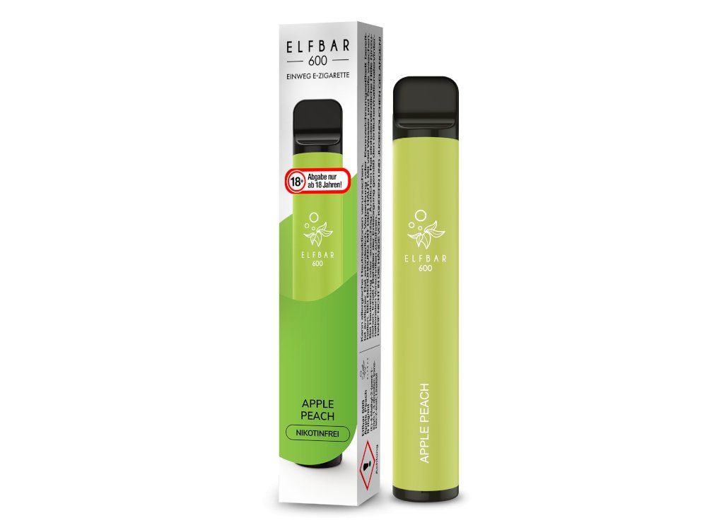 Elf Bar - 600 - Einweg E - Zigarette (Nikotinfrei) - Apple Peach 1er Packung 0 mg/ml - Vapes4you