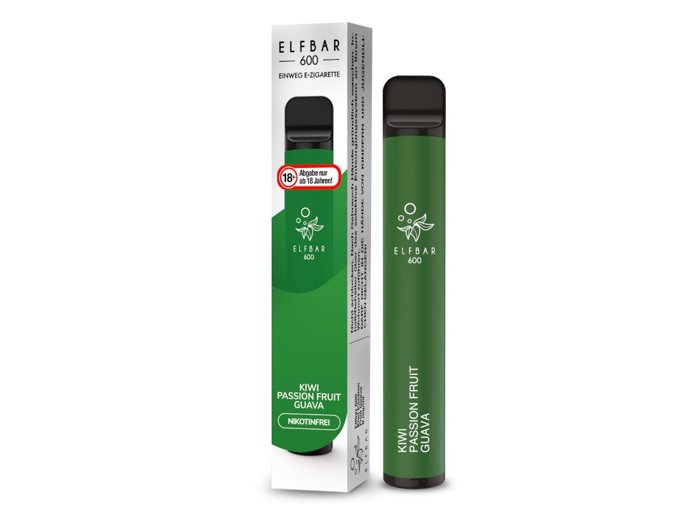 Elf Bar - 600 - Einweg E - Zigarette (Nikotinfrei) - Kiwi Passion Fruit Guava 1er Packung 0 mg/ml - Vapes4you