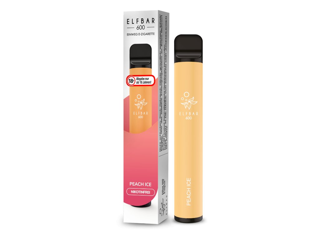 Elf Bar - 600 - Einweg E - Zigarette (Nikotinfrei) - Peach Ice 1er Packung 0 mg/ml - Vapes4you