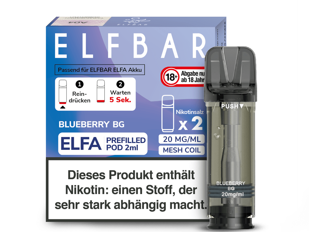 Elf Bar - Elfa - 2ml Prefilled Pods (2 Stück) - Blueberry BG 1er Packung 20 mg/ml - Vapes4you