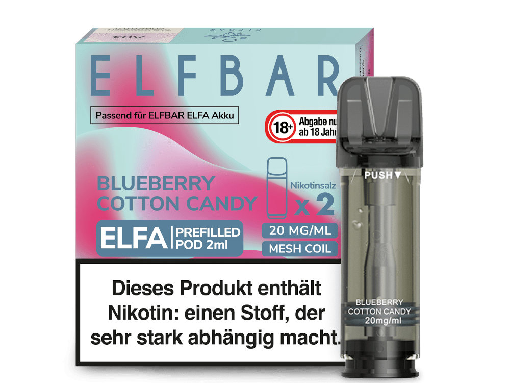 Elf Bar - Elfa - 2ml Prefilled Pods (2 Stück) - Blueberry Cotton Candy 1er Packung 20 mg/ml - Vapes4you