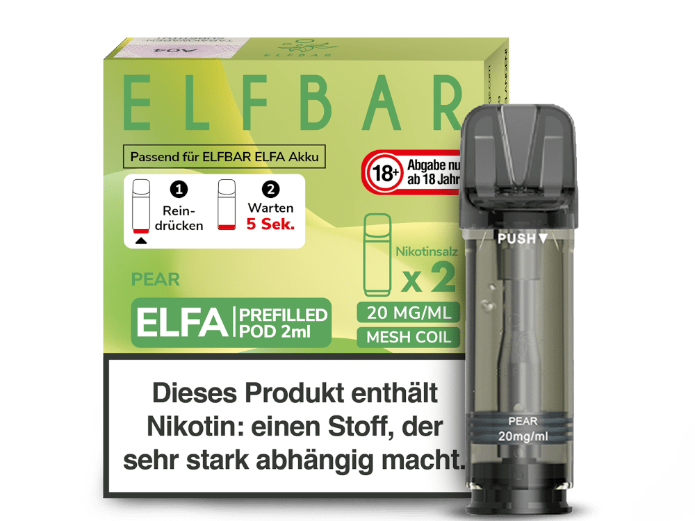 Elf Bar - Elfa - 2ml Prefilled Pods (2 Stück) - Pear 1er Packung 20 mg/ml - Vapes4you