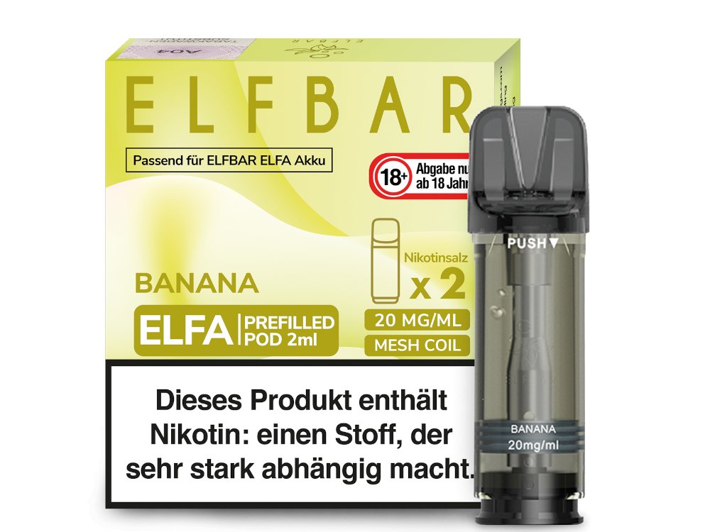 Elf Bar - Elfa - 2ml Prefilled Pods (2 Stück pro Packung) - Banane 1er Packung 20 mg/ml - Vapes4you