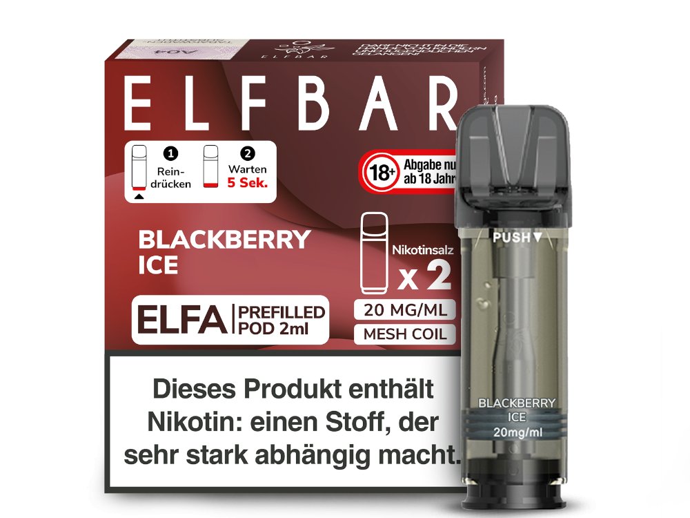 Elf Bar - Elfa - 2ml Prefilled Pods (2 Stück pro Packung) - Blackberry Ice 1er Packung 20 mg/ml - Vapes4you