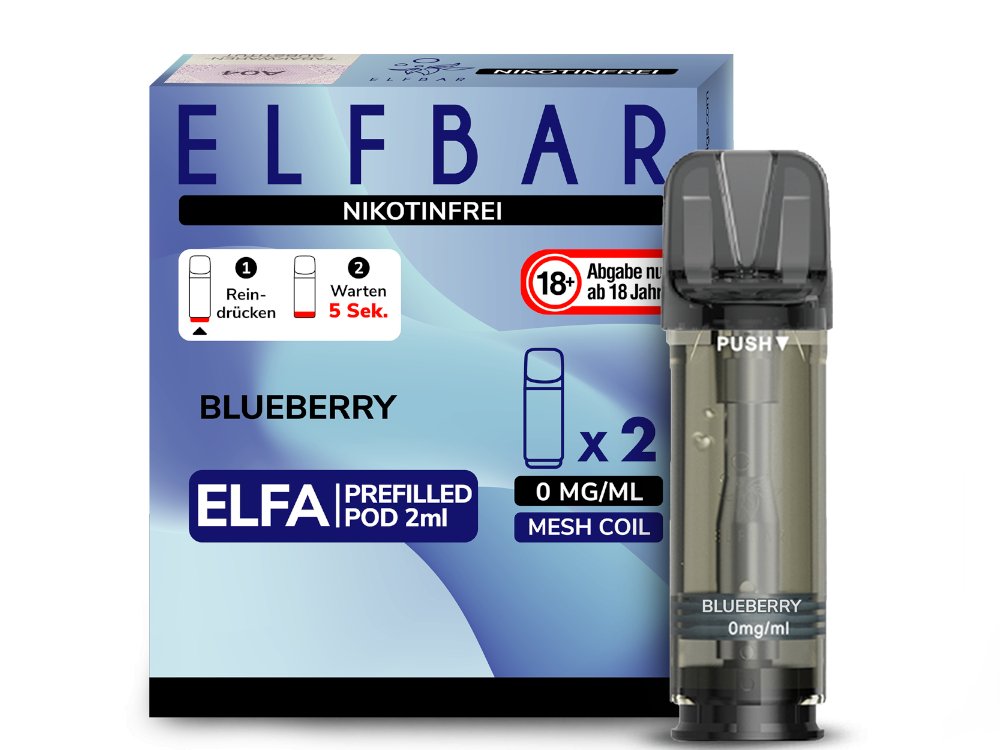 Elf Bar - Elfa - 2ml Prefilled Pods (2 Stück pro Packung) - Blueberry 1er Packung 0 mg/ml - Vapes4you