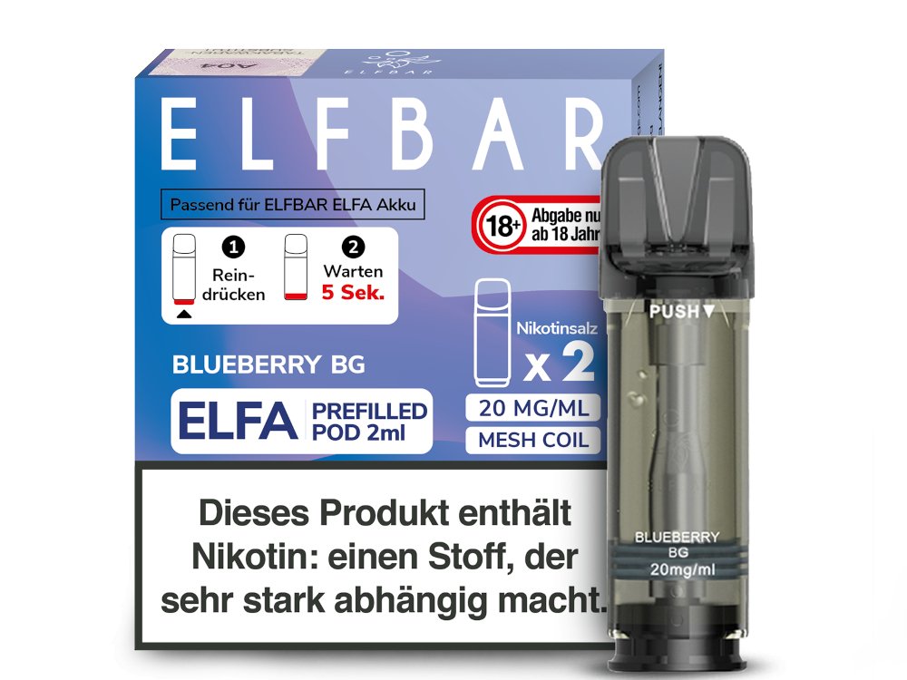 Elf Bar - Elfa - 2ml Prefilled Pods (2 Stück pro Packung) - Blueberry BG 1er Packung 20 mg/ml - Vapes4you