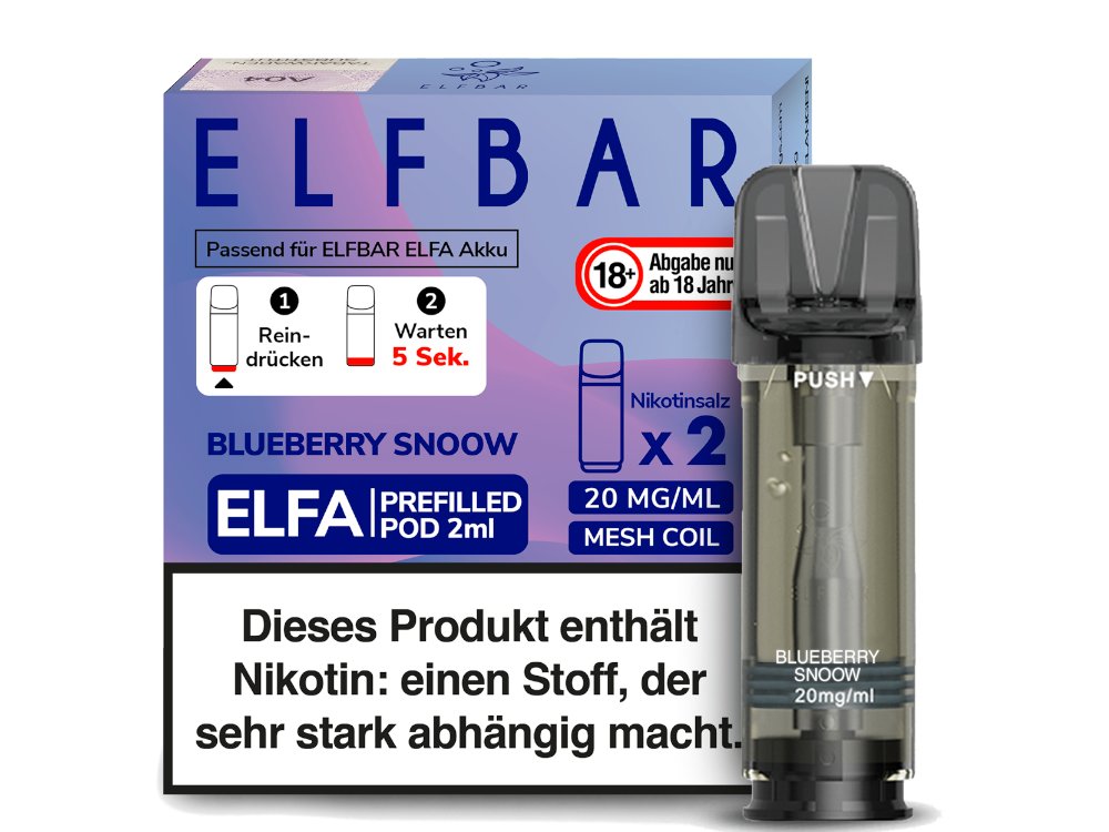 Elf Bar - Elfa - 2ml Prefilled Pods (2 Stück pro Packung) - Blueberry Snow 1er Packung 20 mg/ml - Vapes4you