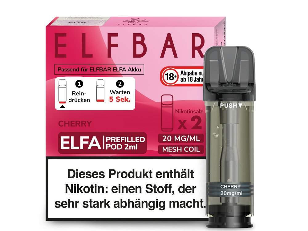 Elf Bar - Elfa - 2ml Prefilled Pods (2 Stück pro Packung) - Cherry Candy 1er Packung 20 mg/ml - Vapes4you