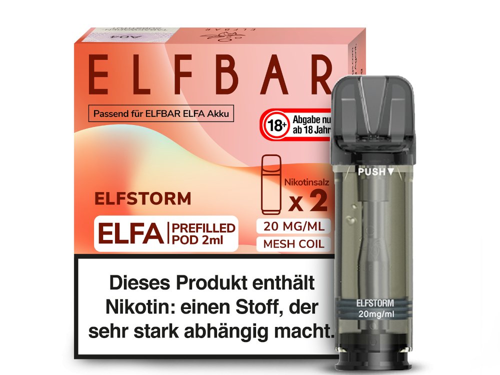 Elf Bar - Elfa - 2ml Prefilled Pods (2 Stück pro Packung) - Elfergy 1er Packung 20 mg/ml - Vapes4you