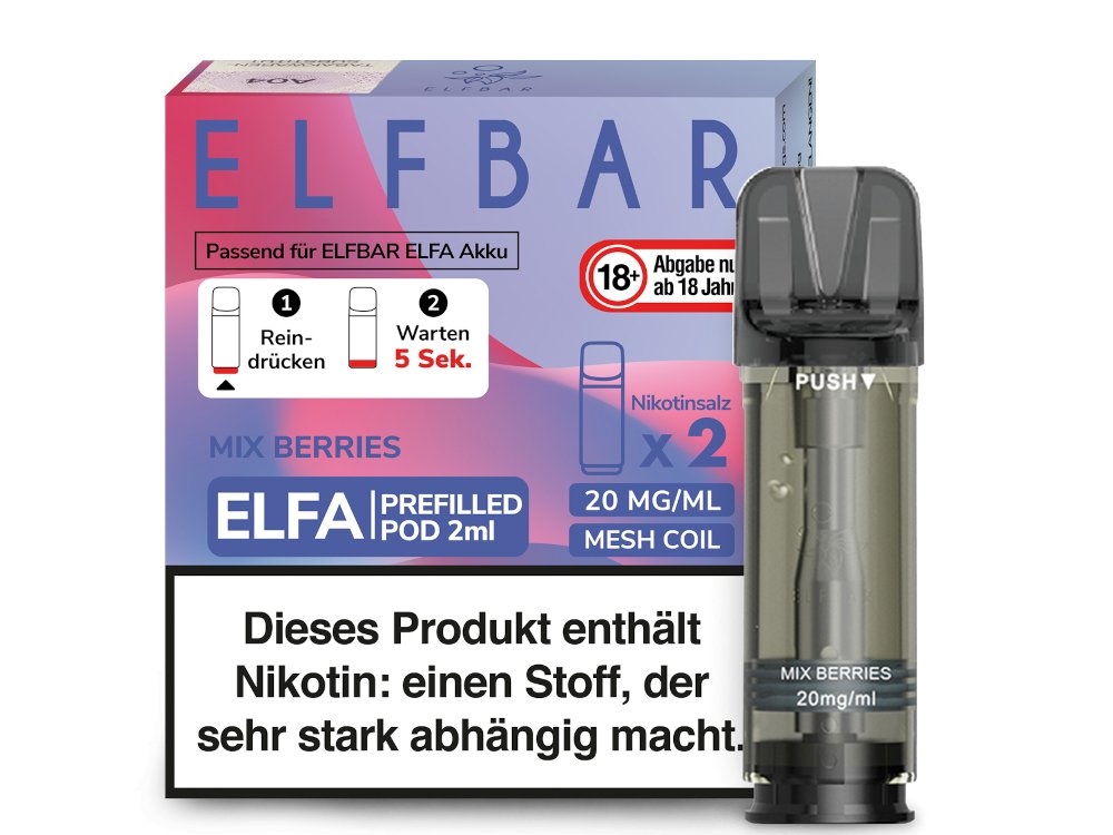 Elf Bar - Elfa - 2ml Prefilled Pods (2 Stück pro Packung) - Mix Berries 1er Packung 20 mg/ml - Vapes4you