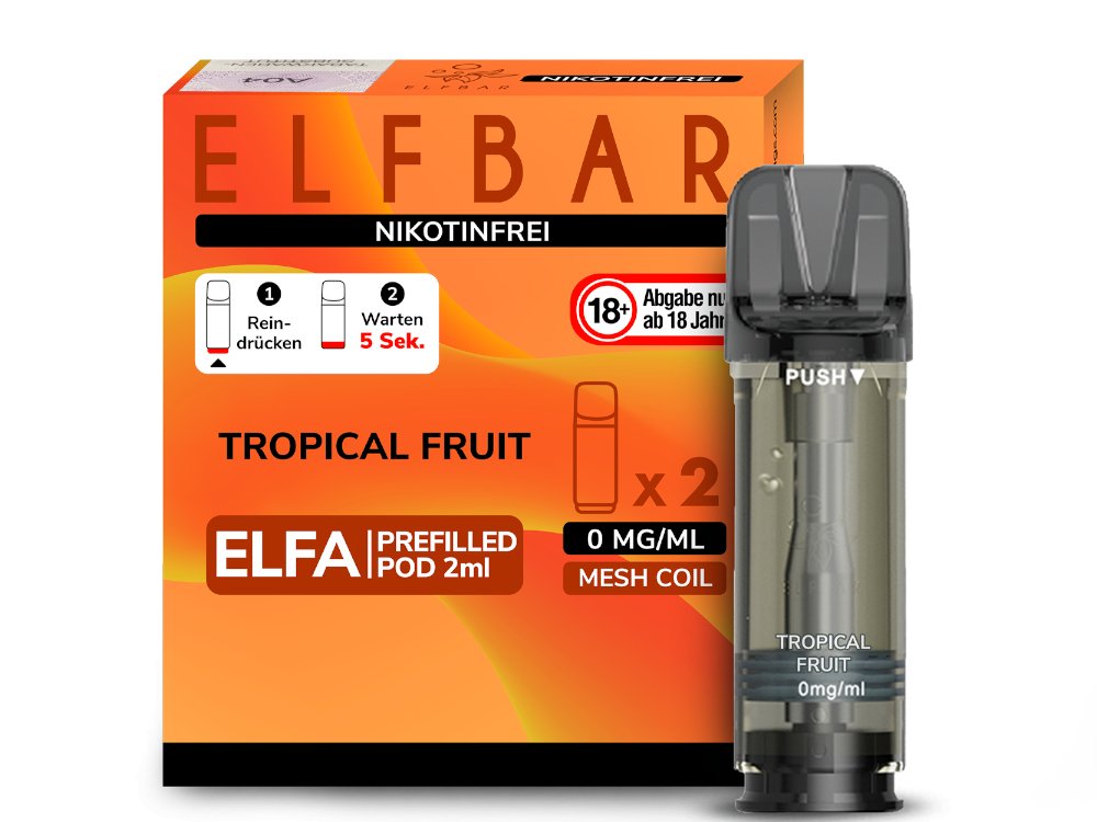 Elf Bar - Elfa - 2ml Prefilled Pods (2 Stück pro Packung) - Tropical Fruit 1er Packung 0 mg/ml - Vapes4you