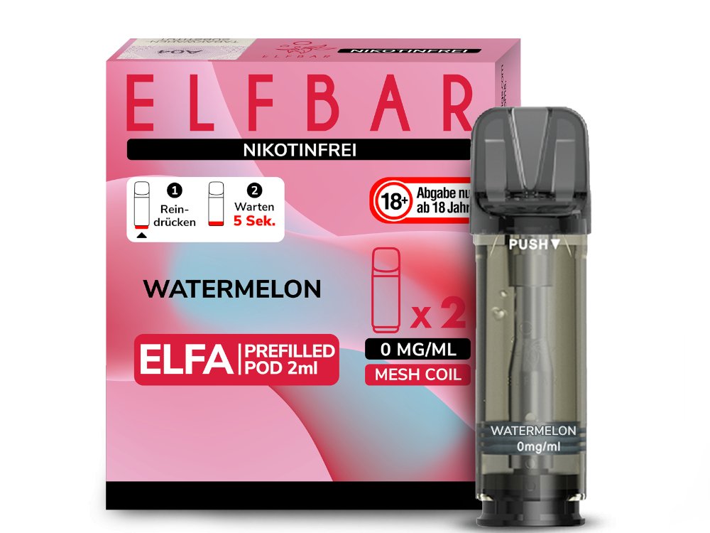 Elf Bar - Elfa - 2ml Prefilled Pods (2 Stück pro Packung) - Watermelon 1er Packung 0 mg/ml - Vapes4you