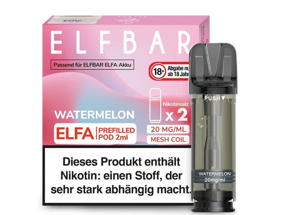 Elf Bar - Elfa - 2ml Prefilled Pods (2 Stück pro Packung) - Watermelon 1er Packung 20 mg/ml - Vapes4you