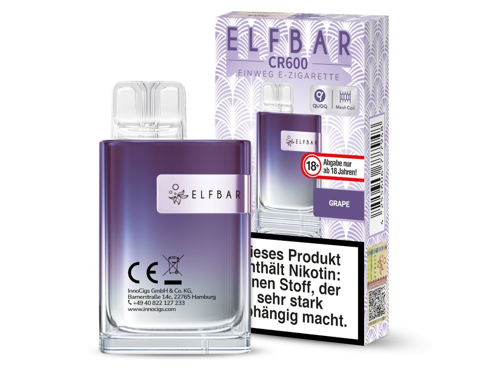 Elfbar - CR600 - Einweg E-Zigarette (Nikotin) - Grape 1er Packung - Vapes4you