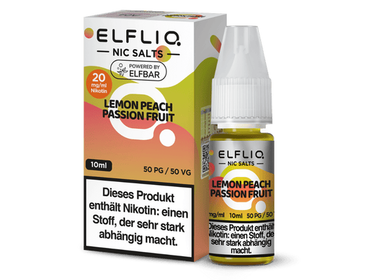 ELFLIQ - Lemon Peach Passion Fruit - 10ml Fertigliquid (Nikotinsalz) - 1er Packung 20 mg/ml - Vapes4you