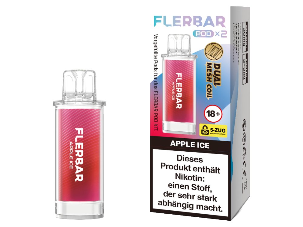 Flerbar - POD - 2ml Prefilled Pods (2 Stück pro Packung) - Apple Ice 1er Packung - Vapes4you