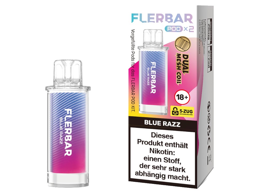 Flerbar - POD - 2ml Prefilled Pods (2 Stück pro Packung) - Blue Razz 1er Packung - Vapes4you