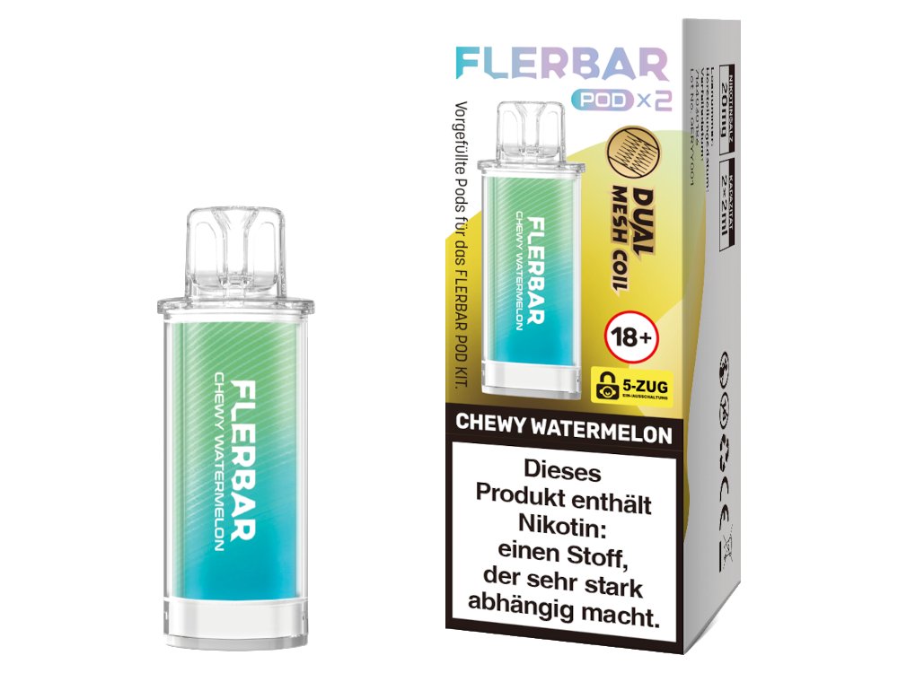 Flerbar - POD - 2ml Prefilled Pods (2 Stück pro Packung) - Chewy Watermelon 1er Packung - Vapes4you