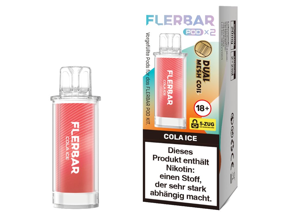 Flerbar - POD - 2ml Prefilled Pods (2 Stück pro Packung) - Cola Ice 1er Packung - Vapes4you