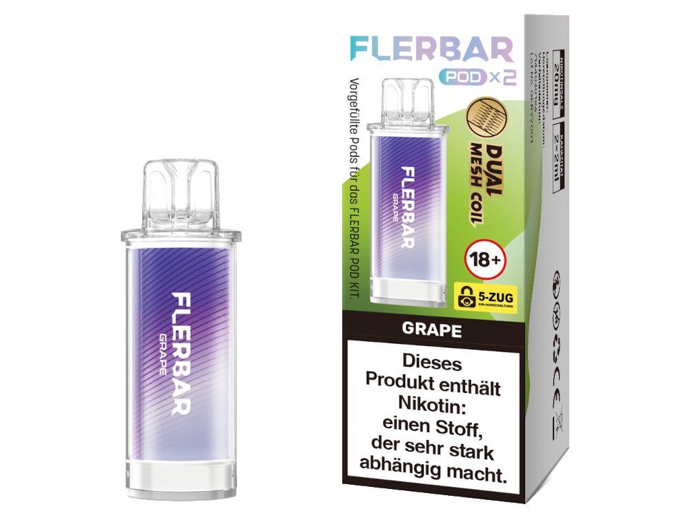 Flerbar - POD - 2ml Prefilled Pods (2 Stück pro Packung) - Grape 1er Packung - Vapes4you