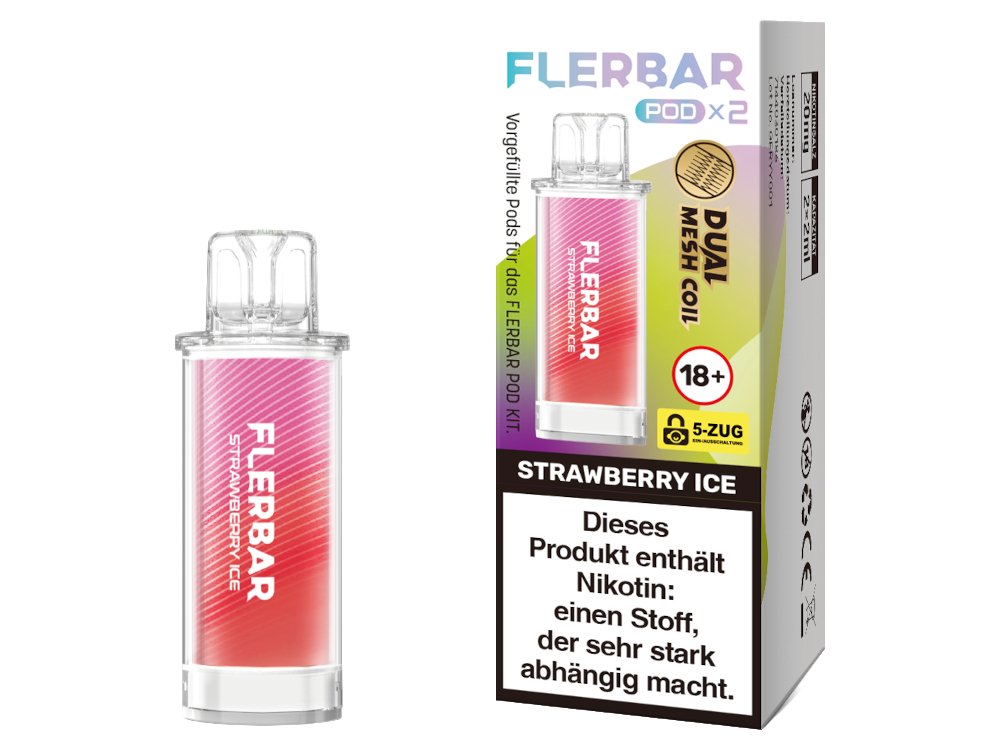 Flerbar - POD - 2ml Prefilled Pods (2 Stück pro Packung) - Strawberry Ice 1er Packung - Vapes4you