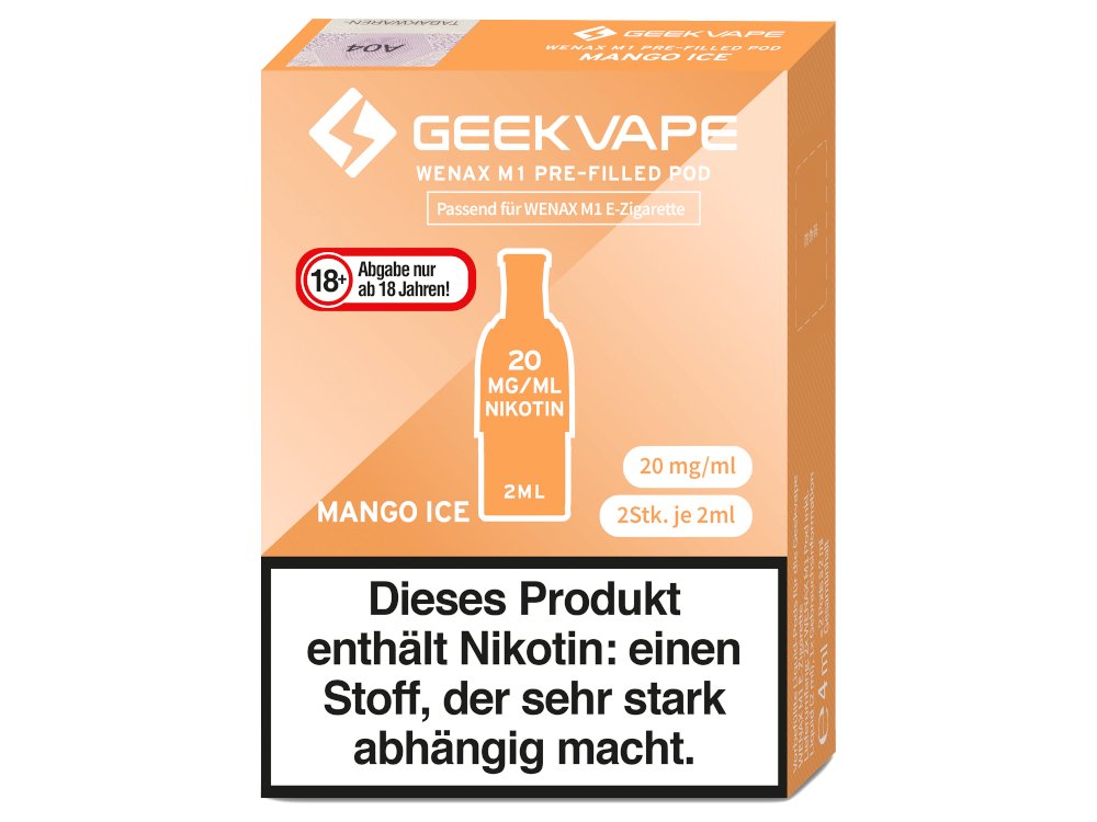 GeekVape - Wenax M1 - Prefilled Pods (2 Stück pro Packung) - Mango Ice 1er Packung 20 mg/ml- Vapes4you