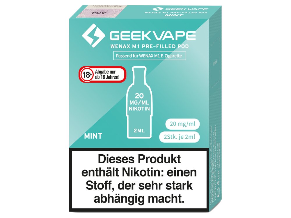 GeekVape - Wenax M1 - Prefilled Pods (2 Stück pro Packung) - Mint 1er Packung 20 mg/ml- Vapes4you