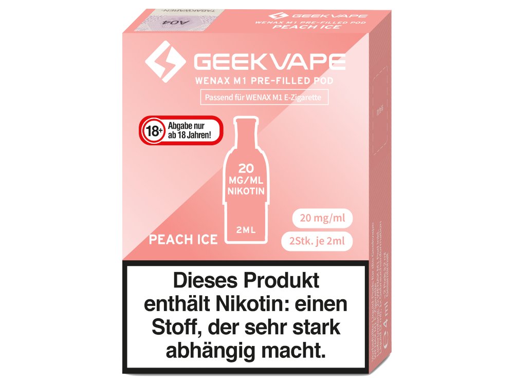 GeekVape - Wenax M1 - Prefilled Pods (2 Stück pro Packung) - Peach Ice 1er Packung 20 mg/ml- Vapes4you