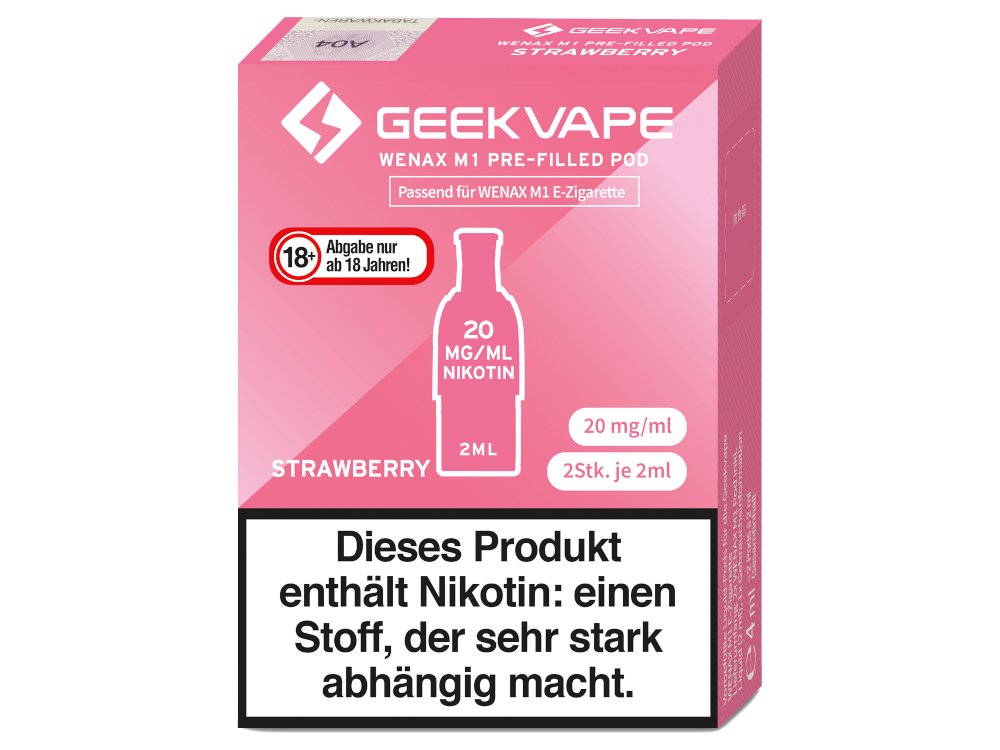 GeekVape - Wenax M1 - Prefilled Pods (2 Stück pro Packung) - Strawberry 1er Packung 20 mg/ml- Vapes4you