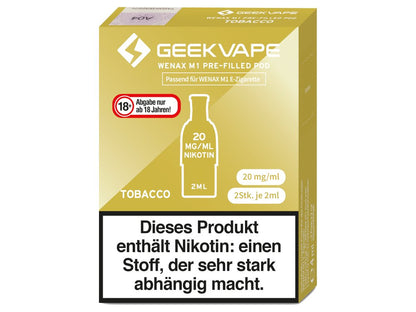 GeekVape - Wenax M1 - Prefilled Pods (2 Stück pro Packung) - Tobacco 1er Packung 20 mg/ml- Vapes4you