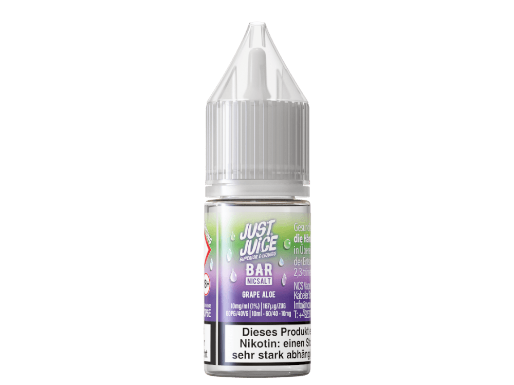 Just Juice - Bar - Grape Aloe - 10ml Fertigliquid (Nikotinsalz) - Grape Aloe 1er Packung 10 mg/ml - Vapes4you