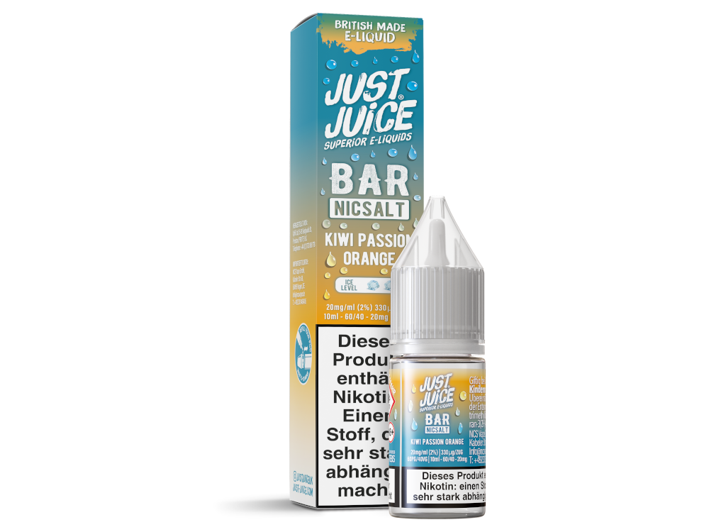 Just Juice - Bar - Kiwi Passion Orange - 10ml Fertigliquid (Nikotinsalz)