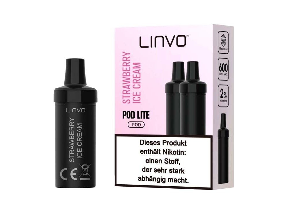 Linvo - Pod Lite - 2ml Prefilled Cartridge (2 Stück pro Packung) - Strawberry Ice Cream 1er Packung 20 mg/ml - Vapes4you